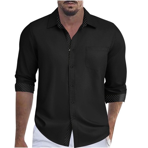 Men's Long Sleeve Wrinkle Free Dress Shirts Business Casual Button Down Blouse