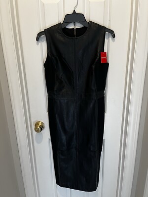 Spanx Women's Large Black Leather-Like Dress Sheath Sleeveless Small