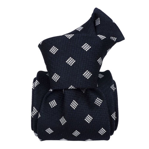 Cravate En Soie Italienne - Bagheria Marine Bleue - Neuve Avec étiquettes - Classique Et Sobre