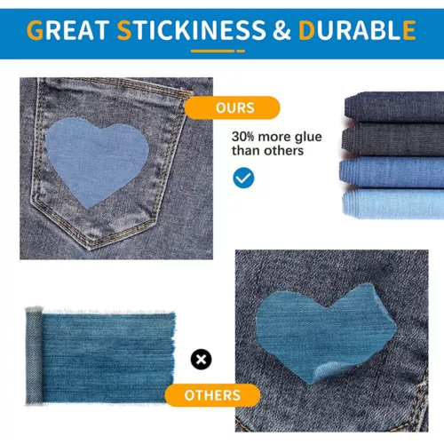 51CM Iron On Repair Mending Clothing Jeans Trousers Fabric Patches Cotton Denim@ - Picture 4 of 15