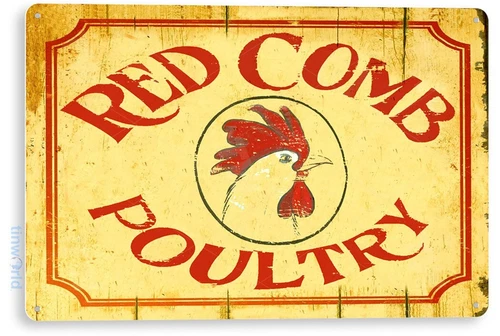 TIN SIGN Red Comb Poultry Metal Décor, Cottage, Kitchen, Store, Farm, A585