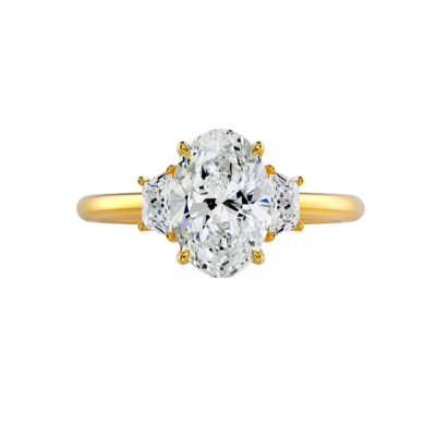 4 kt im Labor gezüchteter ovaler Diamantring 14 K Gelbgold Verlobung IGI