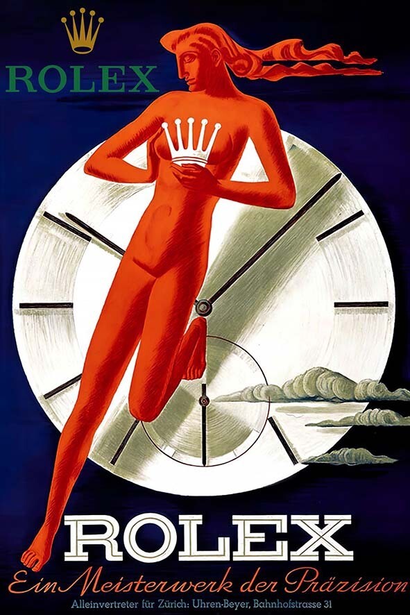 Poster Manifesto Locandina Pubblicitaria Orologi Rolex Stampa Vintage 60x90 Cm.