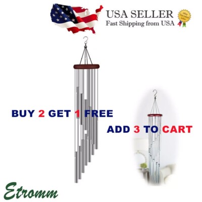 12 Tubes Wind Chimes Large Deep Tone Chapel Bells Outdoor Garden Home Decor Gift