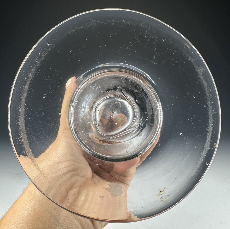 C1820 Free Blown Flint Glass Whale Oil Lace Makers Free Blown Oil Lamp