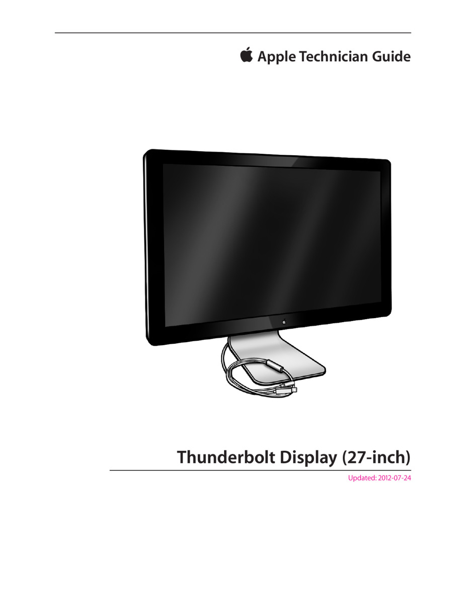 Apple Thunderbolt Display 27-inch Technician Guide Service Manual