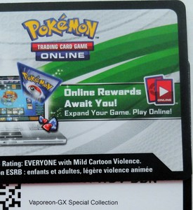 Lot01 Gx Special Collection Promo Code X1 Pokemon Vaporeon