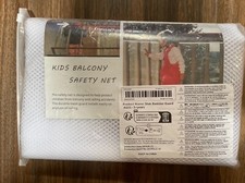 Kids Balcony Safety Net Stair Banister Guard White With Ties  Clips