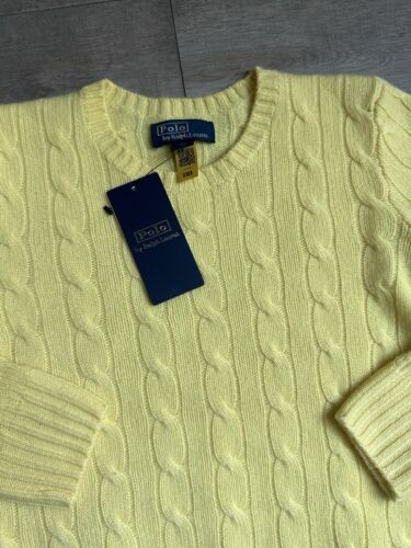 NWT $295 RALPH LAUREN YELLOW 100% CASHMERE SWEATER SZ 4/5 - Picture 2 of 4