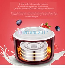 220V Yogurt Maker Machine Automatic Electric 1L Stainless Steel Container DIY
