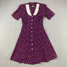 VTG SL Fashions Dress Womens 8 Floral A Line Button Up Lapel Collar Cabin Core