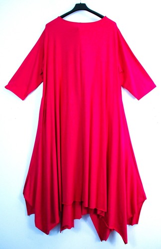 Ladies Lagenlook 95% Soft Slinky Cotton Asymmetric Hem Dress One Size:Plus 18-22 - Picture 9 of 50