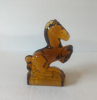 Vintage L E Smith Amber Glass Horse Statue, Figurine, Bookend / 8 1/2'' Tall