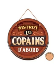 TONNEAU bois humour bar & troquet, déco rétro bistrot & café, citation copains