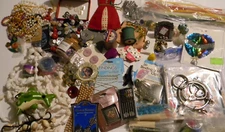 Sewing Craft Lot Sterling, Vintage Beads, Clips, Buttons, Spools & Other Items