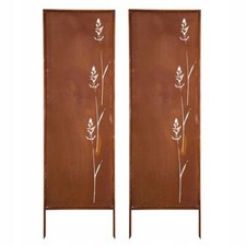 SICHTSCHUTZ 2x - ROST GARTEN DEKO 160x50 CM METALL ROSTOPTIK EDELROST STR&Auml;UCHER