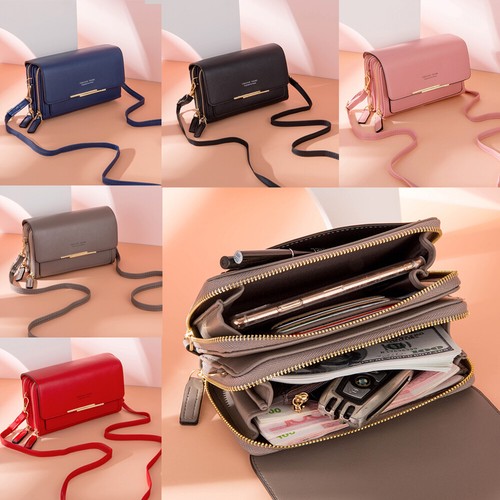 Women Cell Phone Purse Large Leather Wallet Zip Handbag Crossbody Shoulder Bag - Picture 2 of 31