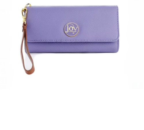 Кошелек JOY MANGANO Luxe из натуральной кожи тройного сложения с RFID-защитой Лавандовый 4690₽