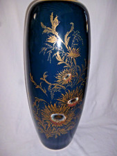 Hertel & Jacob imposante Bodenvase Vase Goldränder Goldmalerei Disteln 70 cm