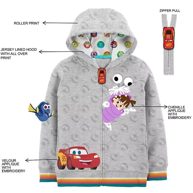 ALEXANDER MCQUEEN Felpa con cappuccio e zip bambino Disney Pixar taglia 7