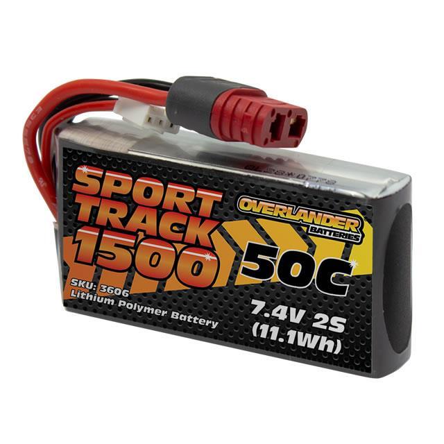 Overlander 1500mAh 7.4v 2S 50C Sport Track LiPo Battery with Deans Connector