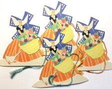 4 Unused Vintage Floral Basket Spring Tulips,...