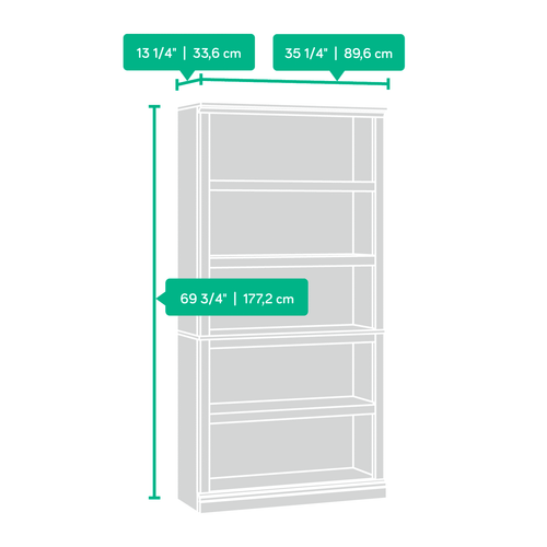 Chalk White Finish Wooden 5 Shelf Bookcase Bookshelf Tier Cabinet Storage Office - Picture 7 of 7