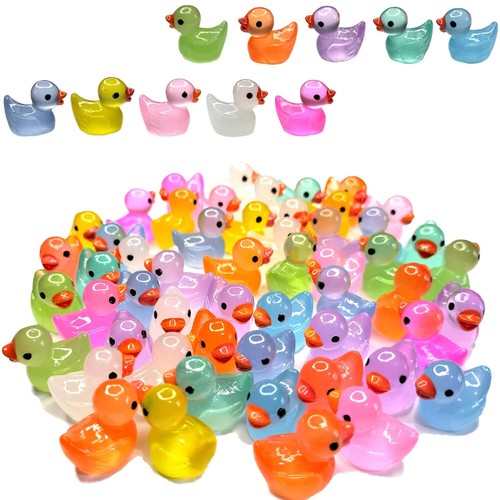 100 Pcs Luminous Mini Resin Ducks Tiny Glow in The Dark Duck Micro ...