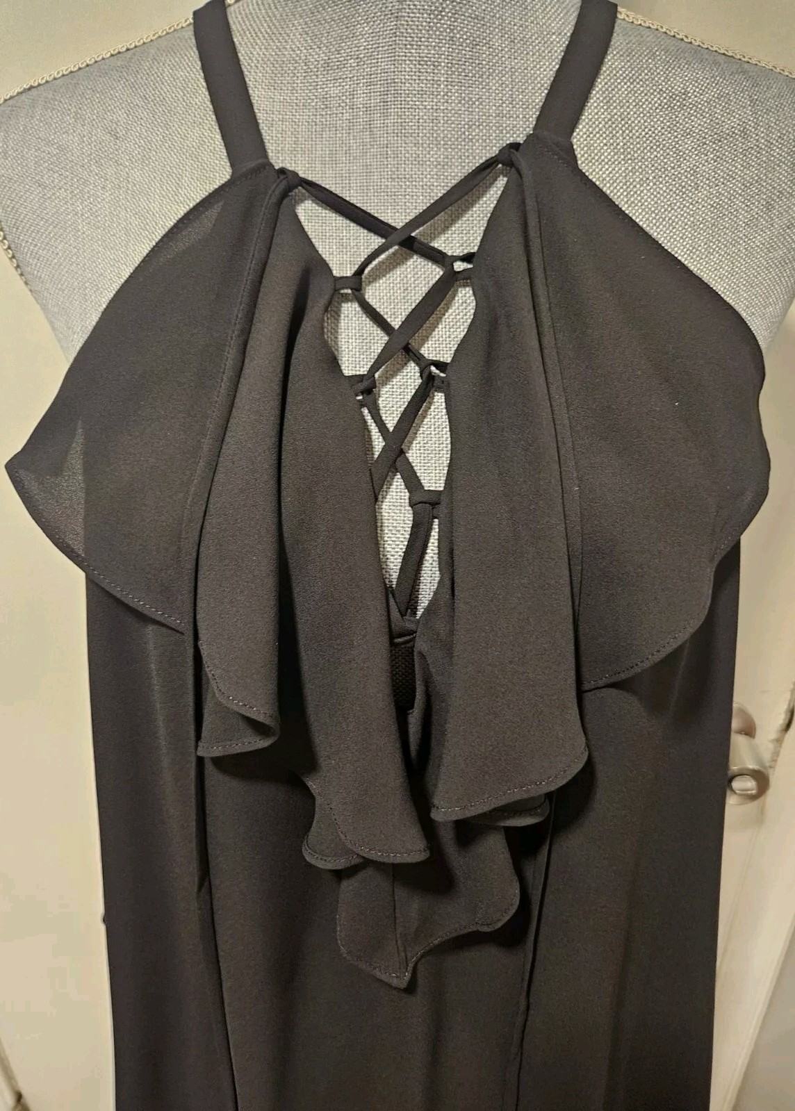 BCBG MAXAZRIA Large Black Chiffon Sleeveless Tank… - image 5