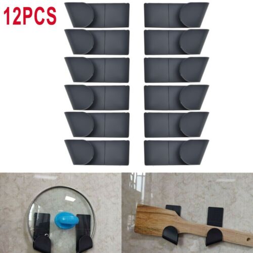 Ensemble pot organisateur couvercle rack pot rangement 12 pièces ustensiles ABS mur-noir support maison - Photo 1 sur 24