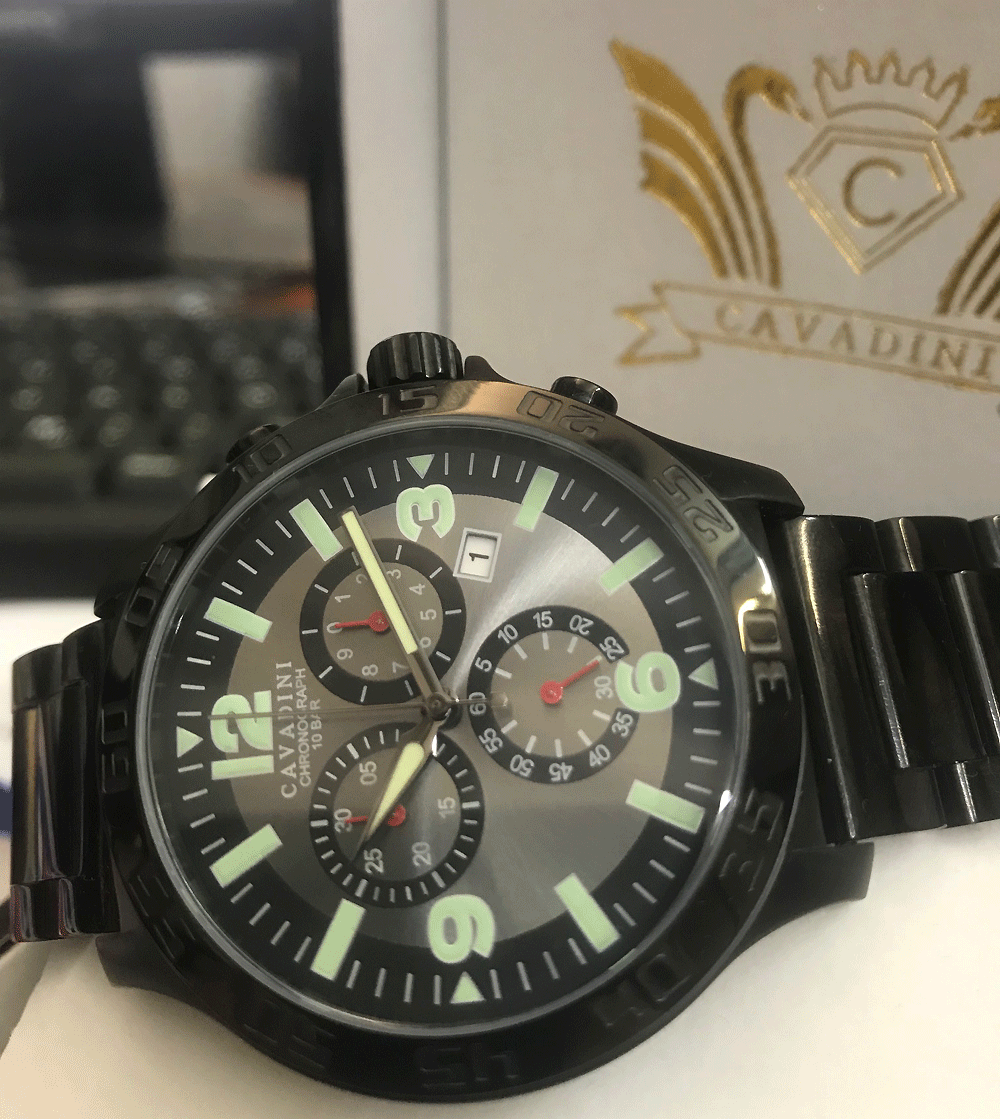 T807a Tevise Uhr Gold Cavadini Fliegeruhr Herrenuhr Chronograph - Main Image