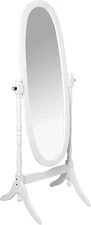 Floor Mount International Cheval Standing Mirror, 59.5" Height, White Finish