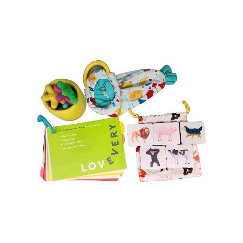Lovevery Multicolored Felt Stars Cup & Animal Wooden Pieces Educational Toy