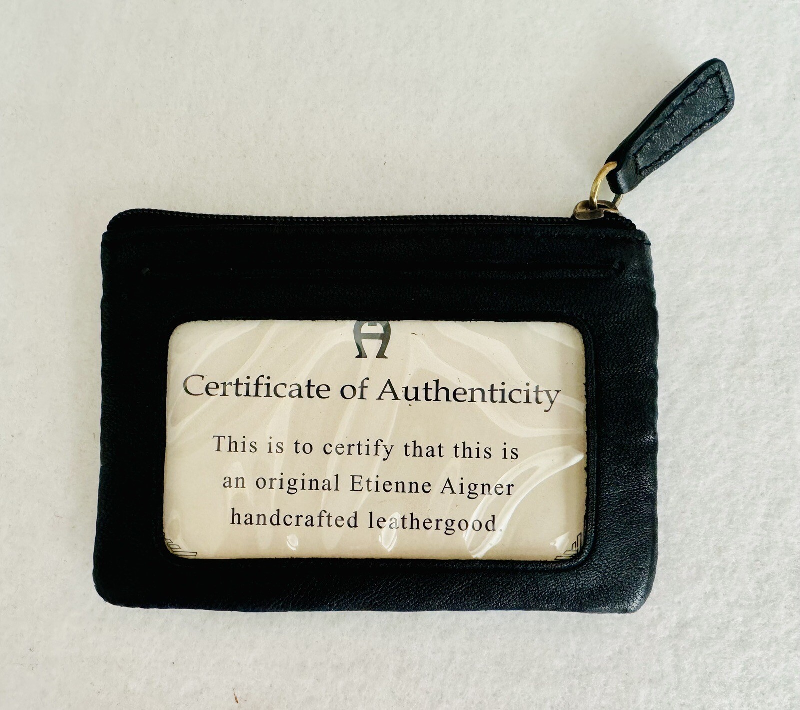 Rare New Vintage Etienne Aigner Soft Lambskin Black ID Holder And Coin