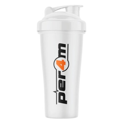 PER4M Protein Shaker Flasche 700ml - Auslaufsicher, Langlebig, Weiß, Profi