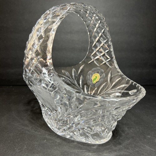 Waterford Crystal Etched Rose Flower Diamond Pattern Clear Basket - Picture 4 of 12