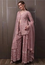 Designer Pink Kurta Palazzo Set Bollywood Party Wear Outfit Wedding Wear Suit