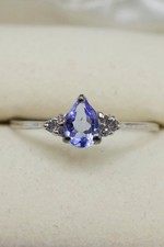 Anello vintage John C. Rinker in oro 10 kt con tanzanite e diamanti - misura 8