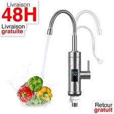 Robinet de Cuisine avec Chauffe-eau Instantané 3000W Inox 360° LED