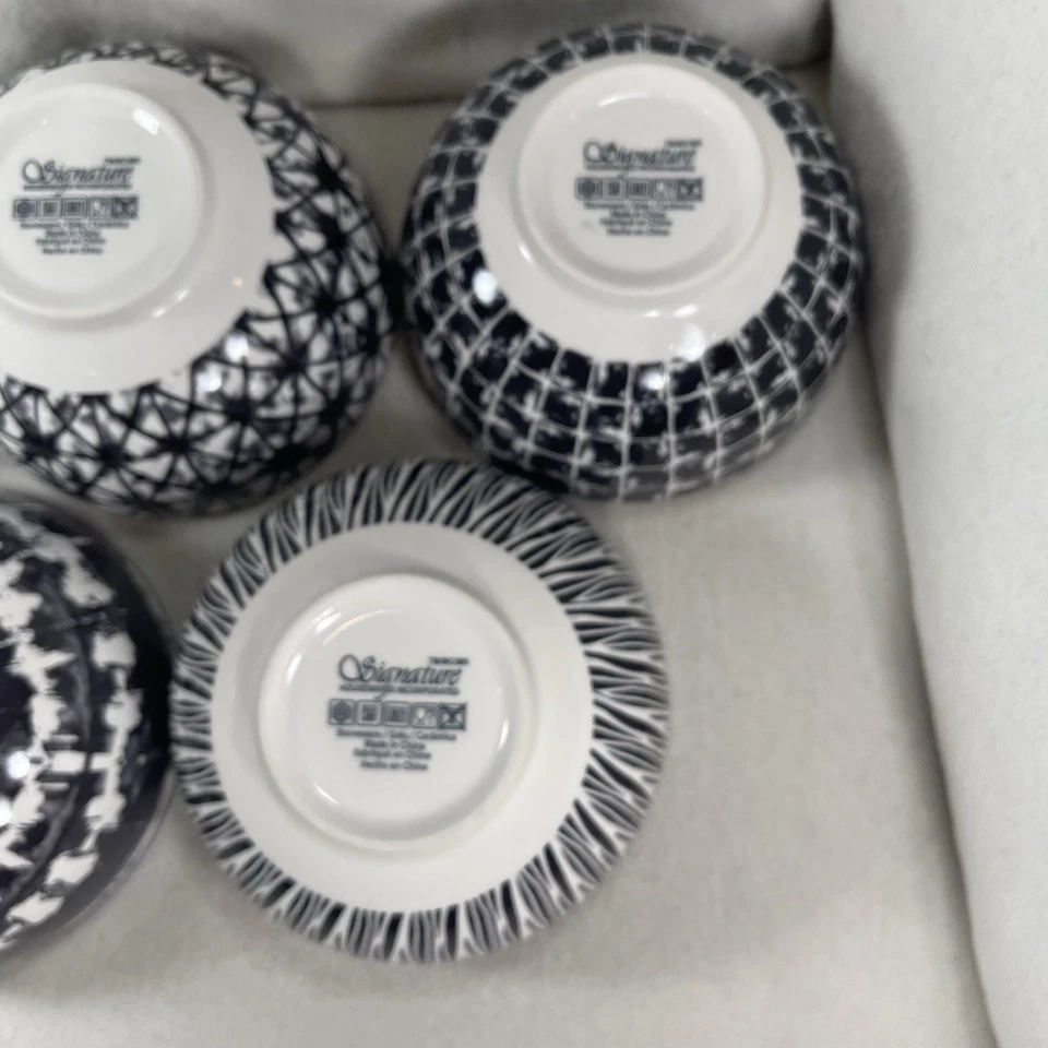 Surtido de cuencos de sopa de cereales blancos y negros para artículos para el hogar exclusivos. Juego de 5 patrones Foto 4 de 4