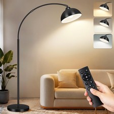 Arc Floor Lamps for Living Room, Modern Tall Lamp with Remote Control and Ste...