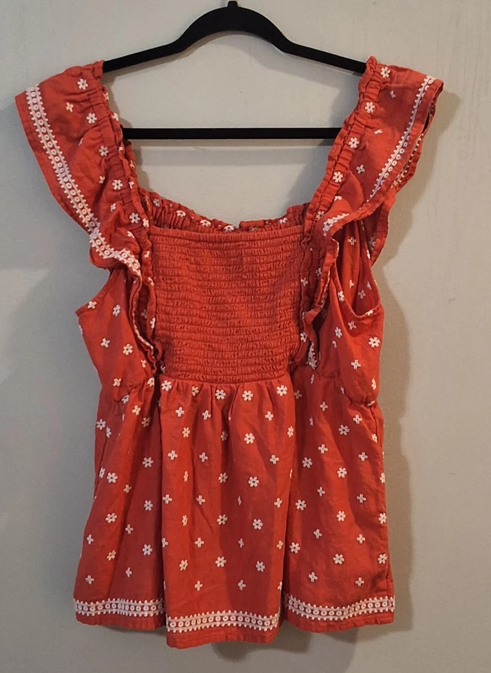 Top Babydoll Azul Marino Antiguo Talla Grande Estampado Bordado Volantes Sin Mangas Campesino Y2K Foto 4 de 4