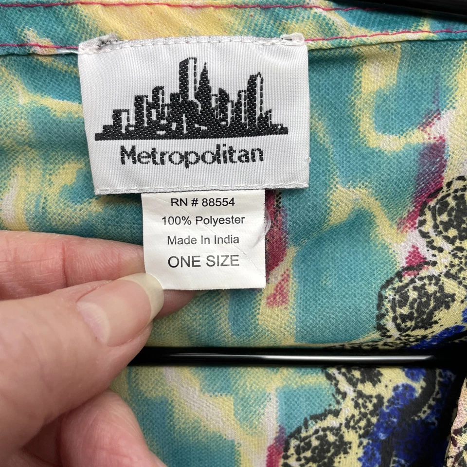 Metropolitan Kaftan Cover Up Feminino Tamanho Único Colorido Frisado Arte Transparente para Usar - Imagem 3 de 4