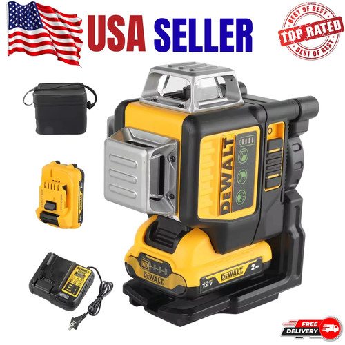 DeWalt DW089LG 12V Green 3 X 360 Line Laser Level Kit – With Battery & Charger, Self-Leveling