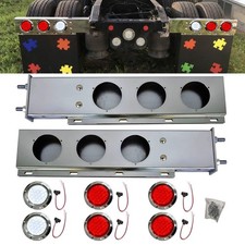 Universal 30in Chrome Steel Spring-Loaded Mud Flap Hanger Light 24 LED Semi