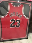 New ListingFramed Autographed Michael Jordan Red #23 Bulls Basketball Jersey- Upper deck