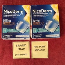 NicoDerm CQ Step 1, 21mg~ 7 Clear Patches (1 Wk Kit) LOT OF 2⭐️ Exp. 1/28