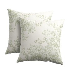 Green Chinoiserie Throw Pillow 18" x 18" Pack of 2 Chinoiserie Floral Green