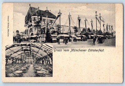 Bavaria Germany Postcard Greetings from the Munich Oktoberfest c1905 Antique