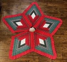 Christmas Tree Skirt Handmade Patchwork Quilt Large Quilted Handmade Star Shape